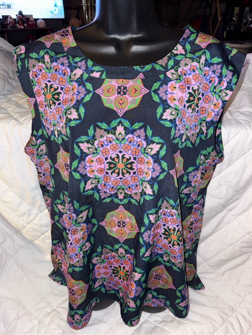 J Crew Medallion Print Sleeveless Polyester Blouse